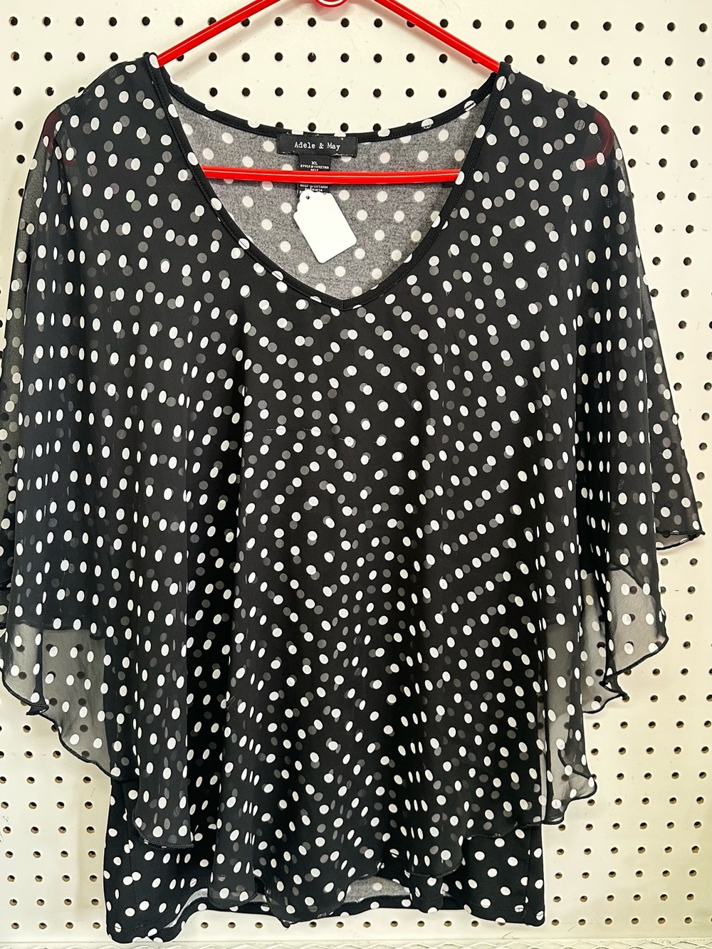 Adele & May Black Polka Dot V-Neck Tunic Top